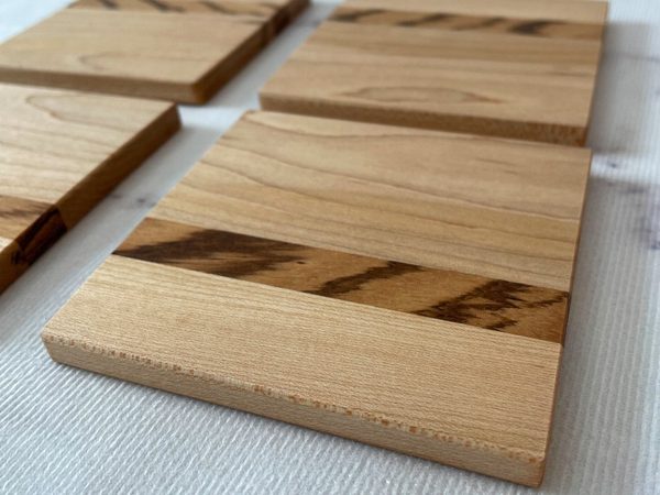 Maple and zebrawood coasters